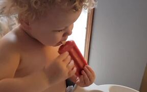 Curious Toddler Tries a PopSICle For The 1st Time 