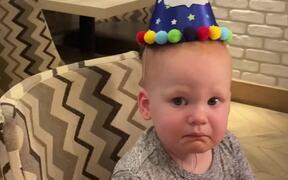 Toddler On The Verge Of Crying At His Birthday - Kids - VIDEOTIME.COM