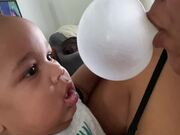 Baby Boy Getting Scared By A Bubble