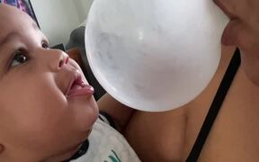 Baby Boy Getting Scared By A Bubble