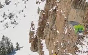 Guy Jumps Off Cliff & Opens Parachute While Skiing - Sports - VIDEOTIME.COM