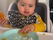 Toddler Struggles to Stay Awake While Eating Food