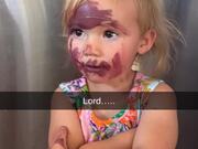 Little Girl Puts Mom's Lipstick All Over Her Face