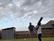 Toddler Compliments Himself While Playing Baseball