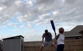 Toddler Compliments Himself While Playing Baseball - Kids - VIDEOTIME.COM