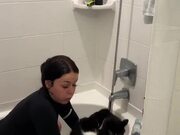 Woman Has Hard Time Bathing Reluctant Cat - Animals - Y8.COM