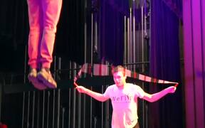 Guy Performs Tricks While Duo Jumps on Teeterboard