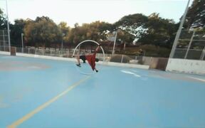 Cyr Wheel Dancer Spins Gracefully on Court - Fun - VIDEOTIME.COM