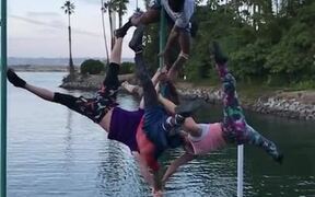 Group of Guys Try Doing Chinese Pole - Fun - VIDEOTIME.COM