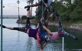Group of Guys Try Doing Chinese Pole - Fun - VIDEOTIME.COM