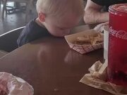 Kid Kept Falling Asleep as His Food Arrived