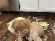 Toddler Playfully Puts Butter All Over Body