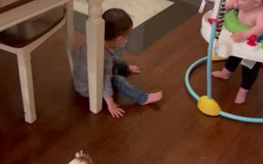 Boy Falls Down After His Brother Lets Go Of Cup - Kids - Videotime.com
