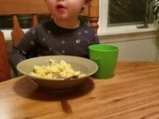 Toddler Tries to Avoid Finishing Food