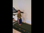 Dad Runs Backwards on Treadmill