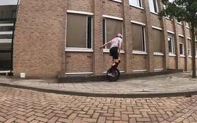 Woman Falls Off Unicycle While Trying Tricks