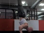 Guy Does Handstand Warmup Before Starting Workout