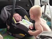 Toddler Calms Crying Baby Brother