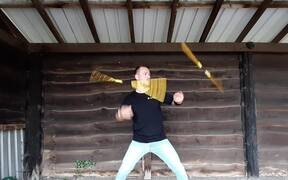 Man Performs Tricks With Nunchucks - Fun - VIDEOTIME.COM
