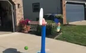 Kid Scores Basket After Throwing Ball on Roof - Kids - VIDEOTIME.COM