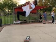 Guy Backflips While Skateboarding