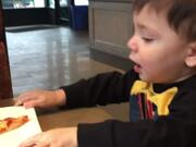 Cute Little Boy Gets Super Thrilled About Pizza