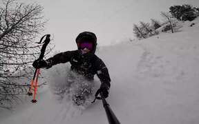 Guy Skis Downhill on Snowy Mountains - Sports - VIDEOTIME.COM