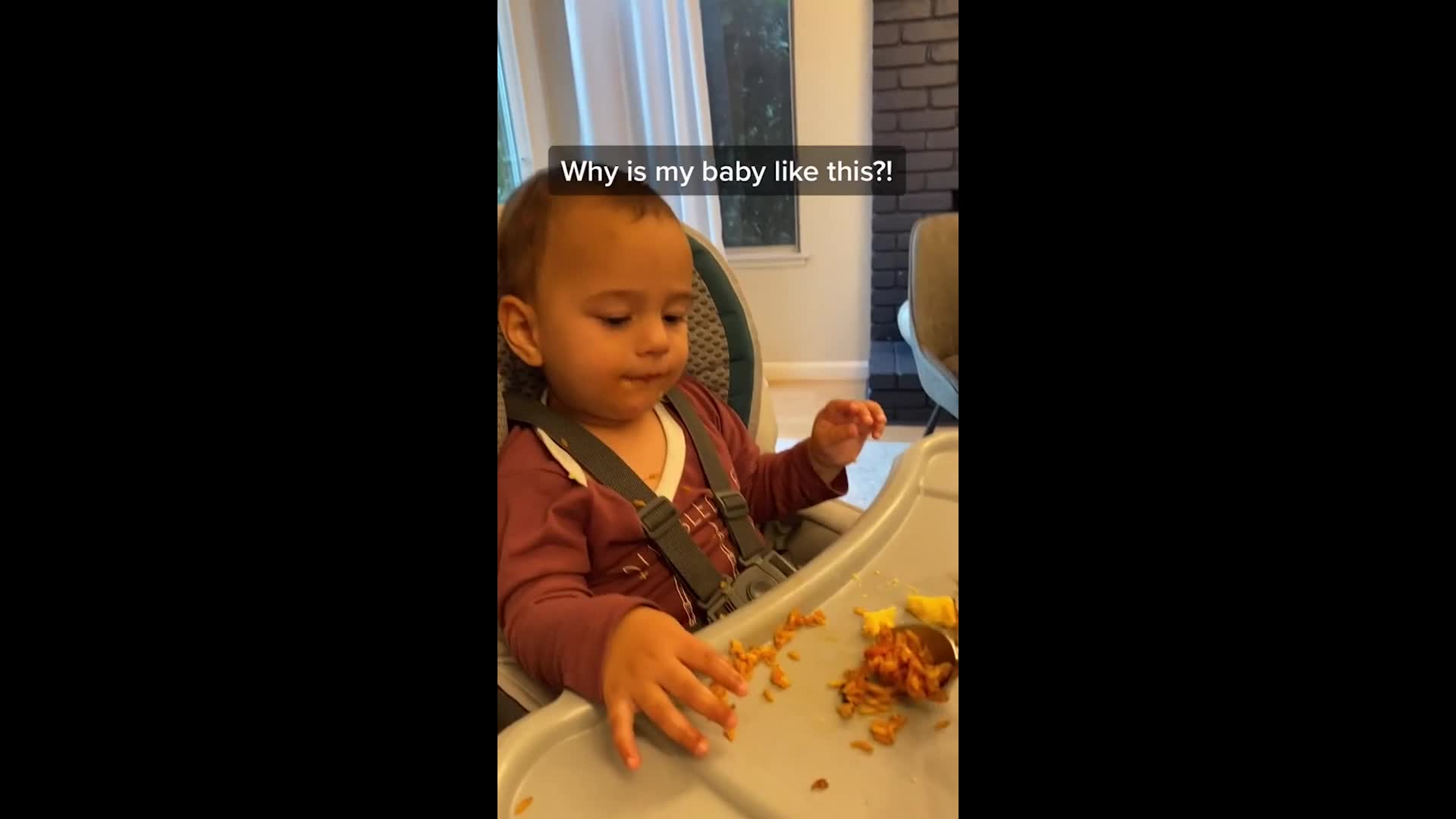 Energetic Toddler Throws Food on Table