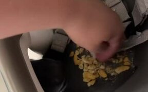 Dog Eats Food Off Messy Baby Chair - Animals - VIDEOTIME.COM