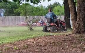 Emu Tries to Attack Lawn Mowing Man - Animals - VIDEOTIME.COM