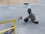 Young Skater Knocked to the Ground After Failing