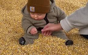 Baby Plays With Corn Kernels - Kids - VIDEOTIME.COM