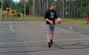 Man Scores Basket While Doing Pushups