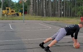 Man Scores Basket While Doing Pushups