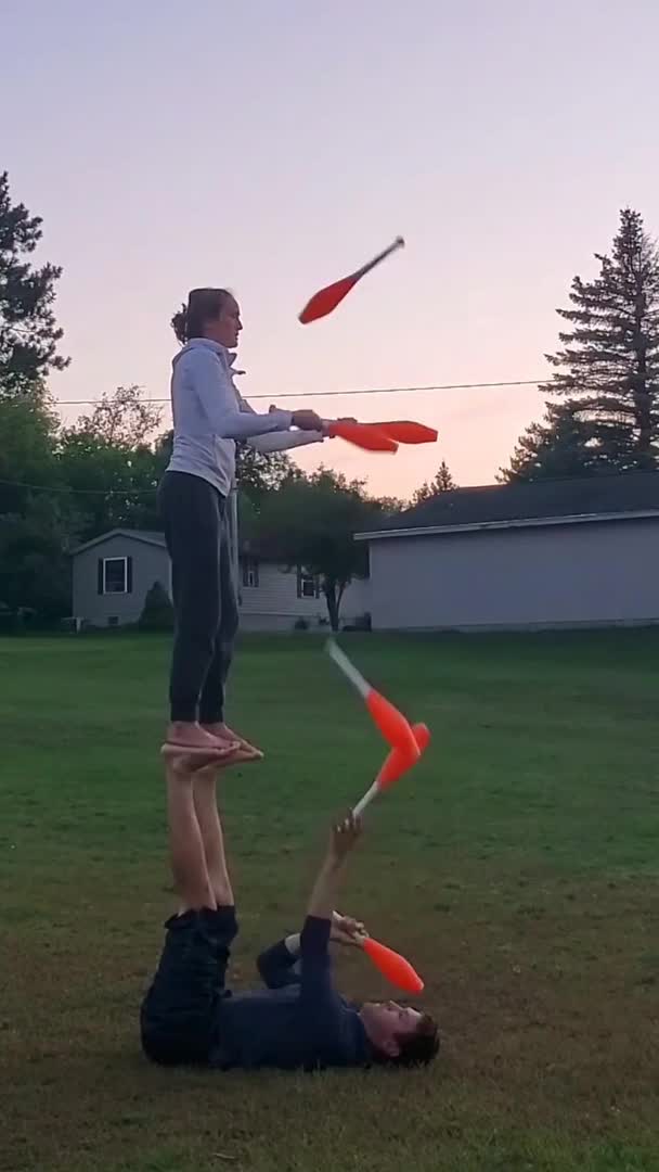 Couple Does Juggling Tricks In Unique Position