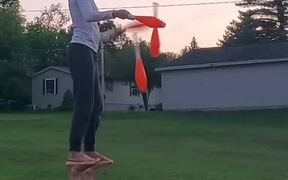 Couple Does Juggling Tricks In Unique Position