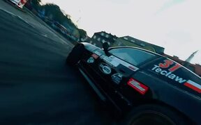 Cars Compete Intensely at Drift Event