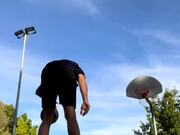 Guy Performs Basketball Trickshots