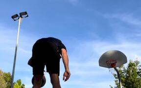 Guy Performs Basketball Trickshots