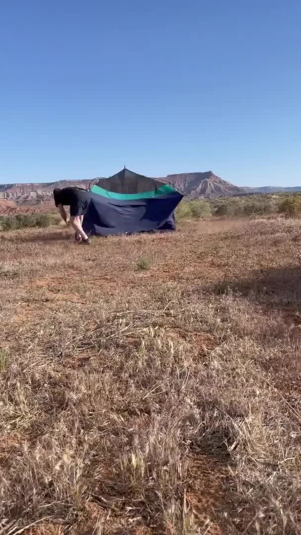 Camper Runs After Tent When it Flies Away