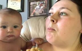 Toddler Takes Bite From Aunt's Cookie - Kids - VIDEOTIME.COM