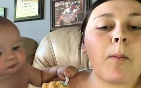 Toddler Takes Bite From Aunt's Cookie - Kids - VIDEOTIME.COM