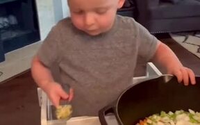 Toddler Actively Participates in Cooking Turkey - Kids - VIDEOTIME.COM