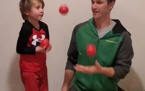 Father-Son Duo Practice Partner Juggling - Kids - VIDEOTIME.COM
