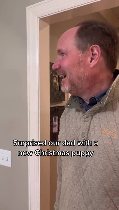 Dad Gets Dog For Christmas Present