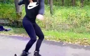 Girl Demonstrates Incredible Skating Tricks