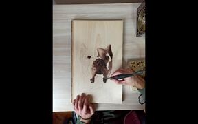 Artist Creates Portrait of Dog on Basswood Slab - Fun - VIDEOTIME.COM