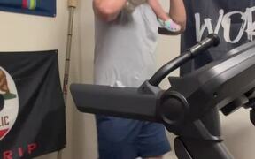 Dad Carrying Daughter on Treadmill - Kids - VIDEOTIME.COM