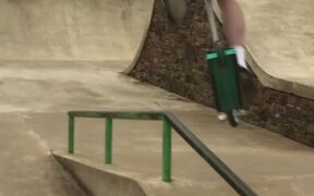Scooter Rider Eats Dirt After Rail Stunt