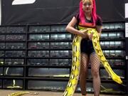 Woman Picks Up Giant Pet Snake Easily